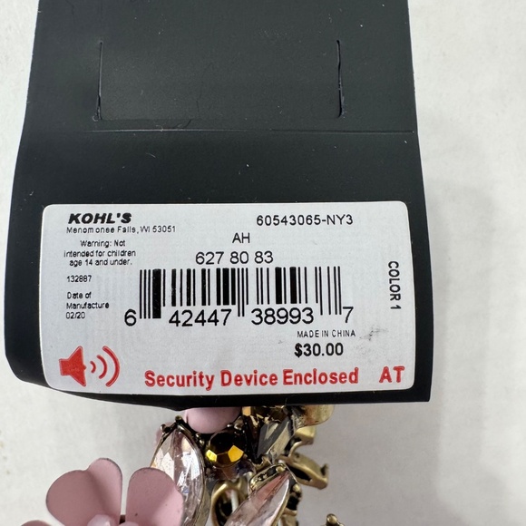 🌸🌸Vera Wang Simply Vera Pink Flowers/Rhinstones Bracelet Stretch Costume Jewelry - Picture 12 of 12